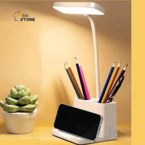 3 Color Table Lamp for Study with Phone Holder Flexible Arm Touch Light with Stepless Dimming