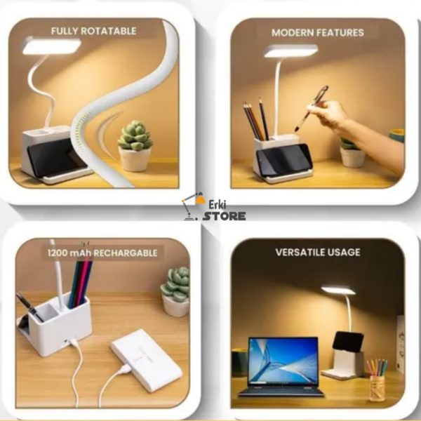 3 Color Table Lamp for Study with Phone Holder Flexible Arm Touch Light with Stepless Dimming - Image 3