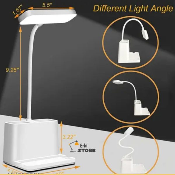 3 Color Table Lamp for Study with Phone Holder Flexible Arm Touch Light with Stepless Dimming - Image 2